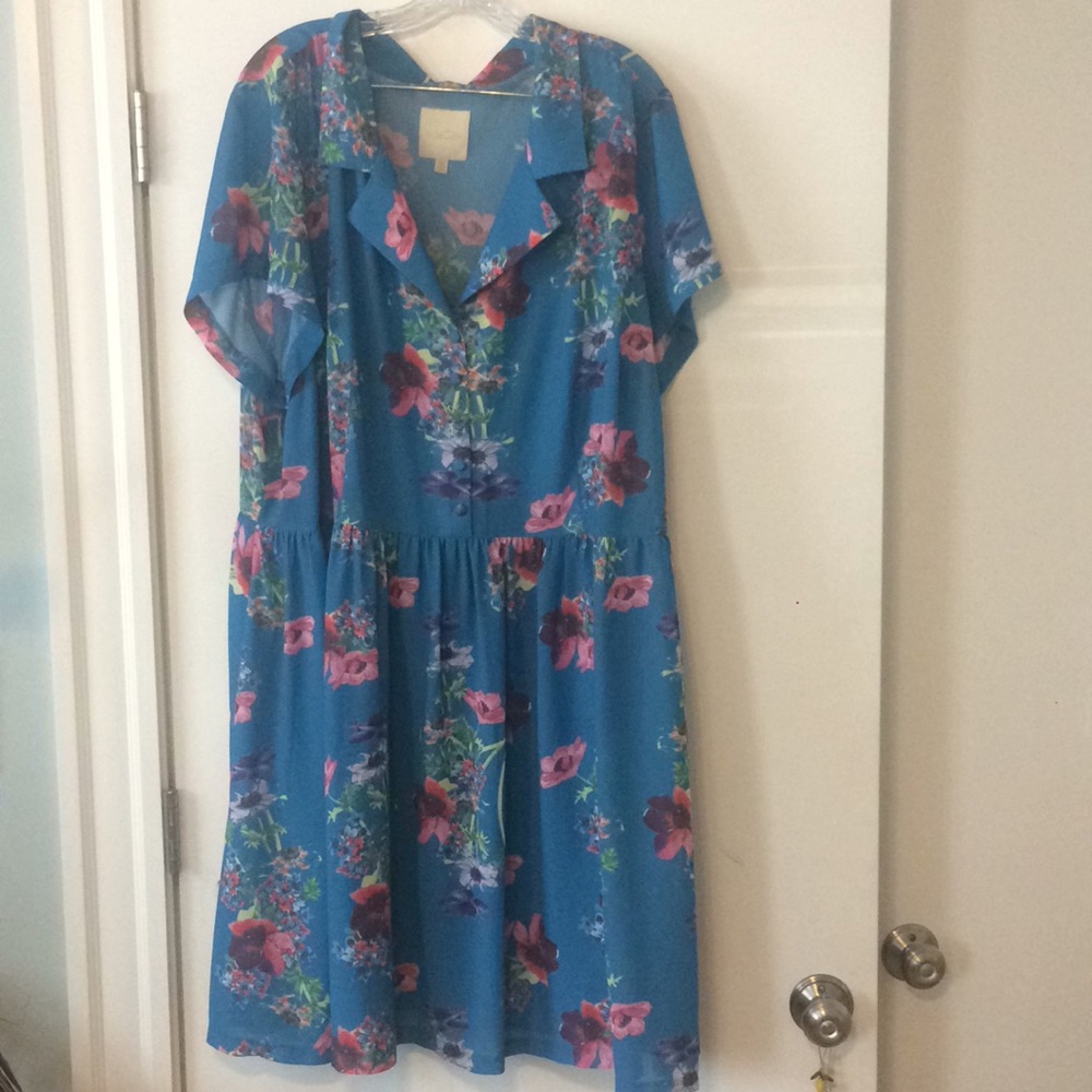 Modcloth Teal Floral Midi Dress